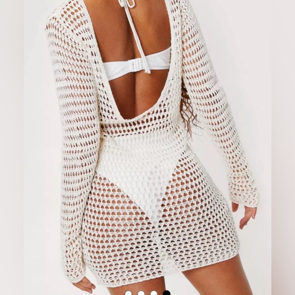 Nasty Gal Long Sleeve Crochet Swim Coverup.Dress - Picture 9 of 10